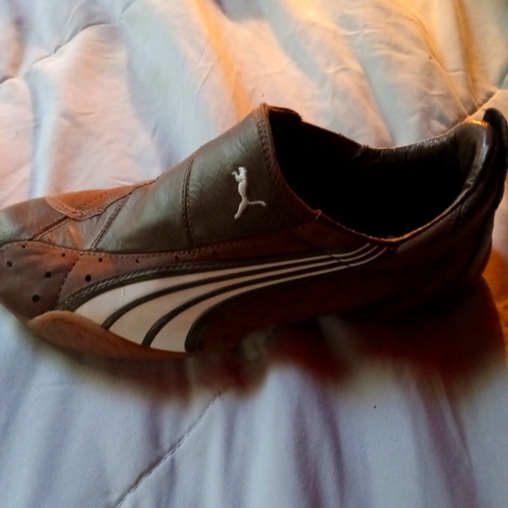 Y2k Brown leayher/suede slip on Pumas